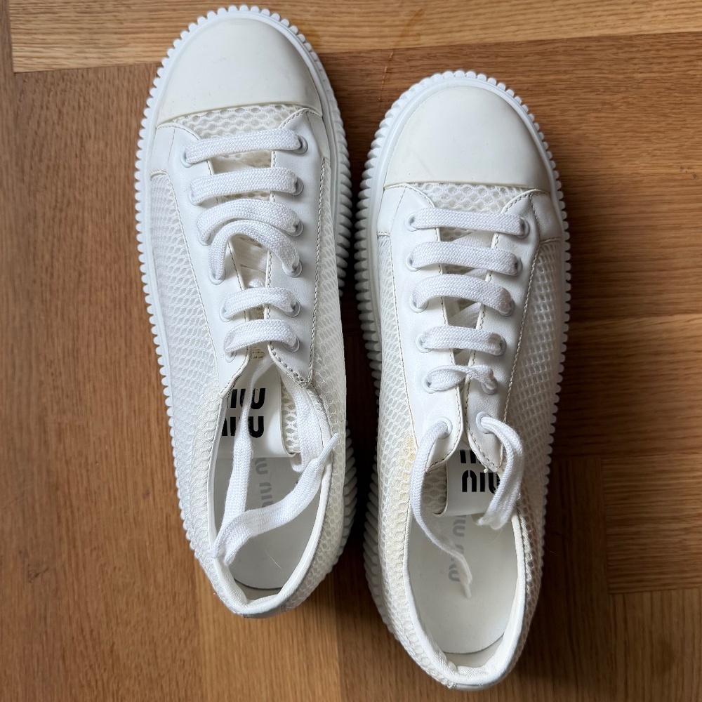 Miu Miu Women's Mesh Platform Low Top Sneakers, s… - image 4